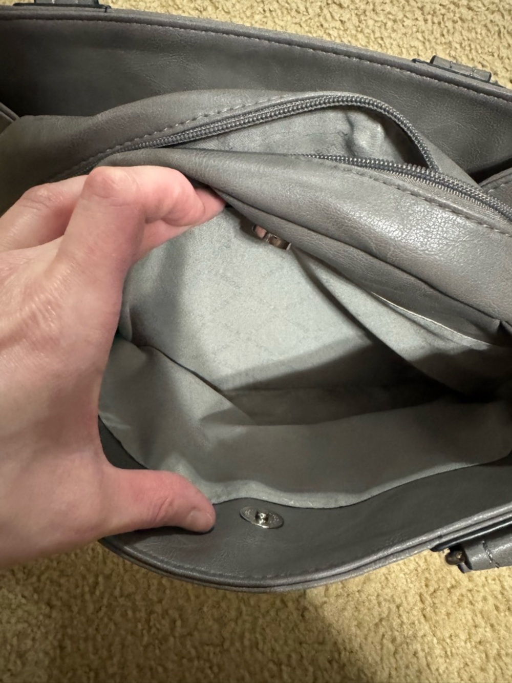 Rosetti Gray Shoulder Tote with Front Zip & Buckle Detail - Picture 6 of 8